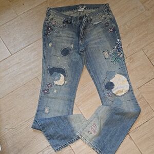 Lilu Distresses, Embroided Patched And Painted Jeans